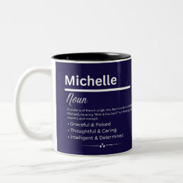 Michelle, Girl Personalized Name Definition Mug Zweifarbige Tasse