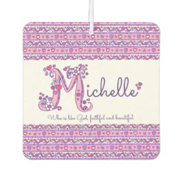Michelle Letter M Name bedeutet lila rosa Autolufterfrischer