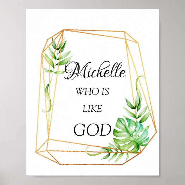 Michelle Name bedeutet Florals tropische Frame Poster (Vorne)