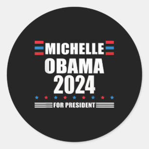 Michelle Obama 2024 _ Obama 2024 Präsident Liberal Runder Aufkleber