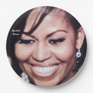 MICHELLE OBAMA, AMERIKANISCHE ERSTE LADY-Platte Pappteller