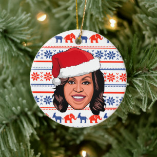 MICHELLE OBAMA Christmas Keramik Ornament