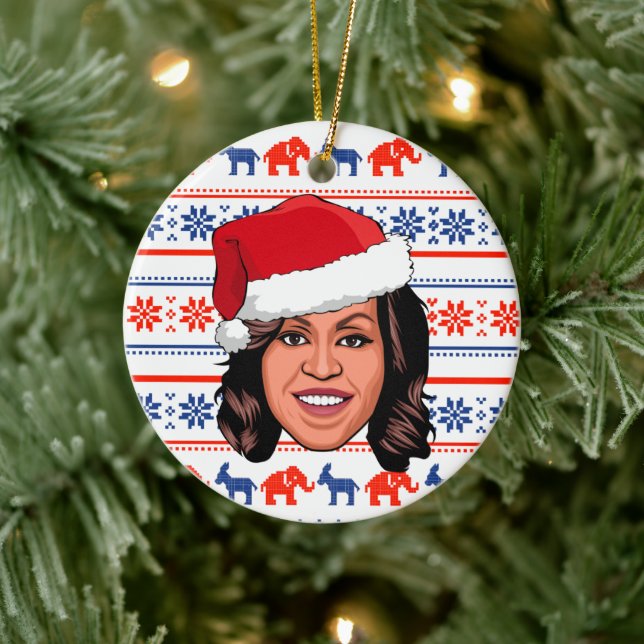 MICHELLE OBAMA Christmas Keramik Ornament (Baum)