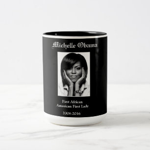 MICHELLE OBAMA ERSTER SCHWARZ ERSTER LADUNG ZWEIFARBIGE TASSE