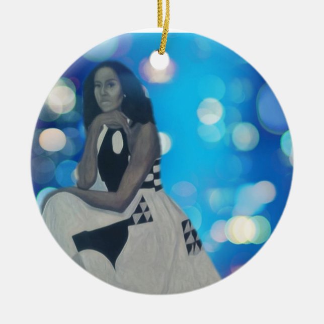 Michelle Obama Keramik Ornament (Vorne)