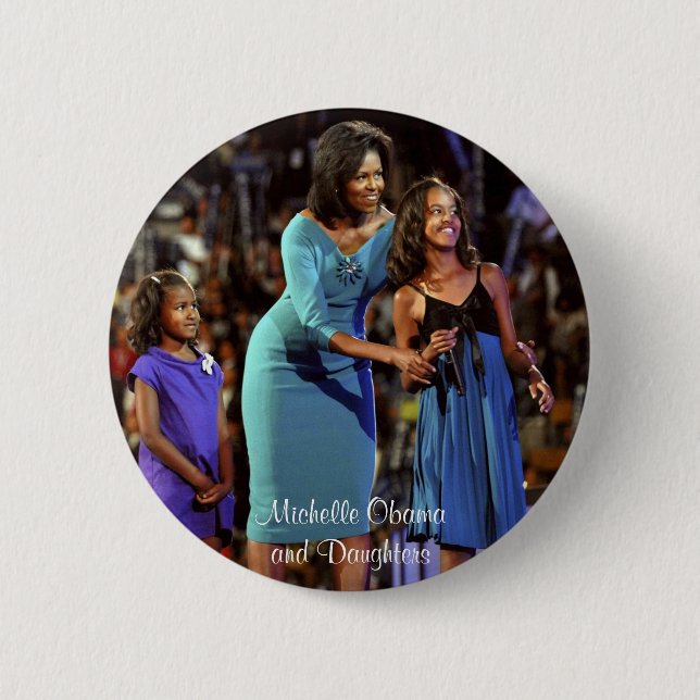Michelle Obama und Töchter Button (Vorderseite)