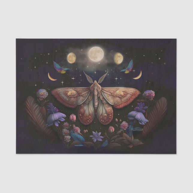 Michelles flatternder Mond, farbenfroher Moth Seidenpapier (Vorderseite)