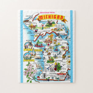 Michigan 11x14 Karte Puzzle