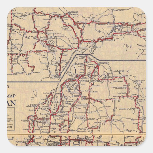 Michigan 6 quadratischer aufkleber (Vorderseite)