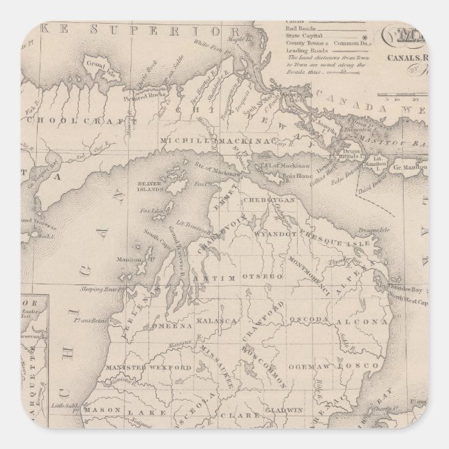 Michigan 9 quadratischer aufkleber (Vorderseite)