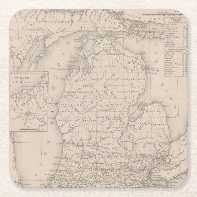 Michigan 9 rechteckiger pappuntersetzer (Vorderseite)