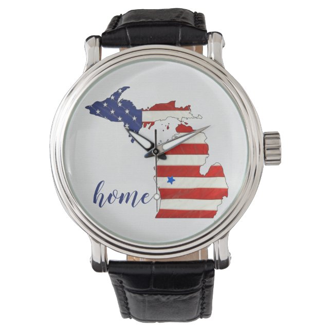 Michigan American Flag Armbanduhr (Vorderseite)
