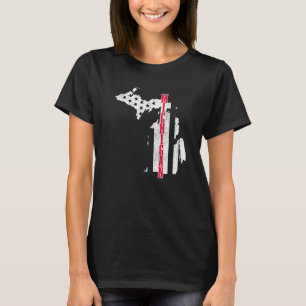 Michigan American Flag Map Priotic 4. T-Shirt