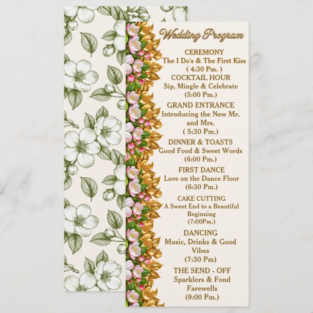 Michigan Apple Blossom Hochzeitsprogrammkarte Programm (Vorne/Hinten)