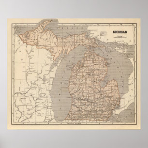 Michigan-Atlas-Karte Poster