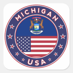 Michigan-Aufkleber, Telefongehäuse, Tasche, Uhr Quadratischer Aufkleber