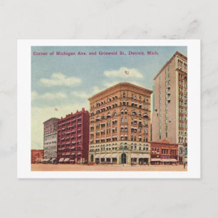 Michigan Ave. & Griswold St., Detroit Vintage auf Postkarte