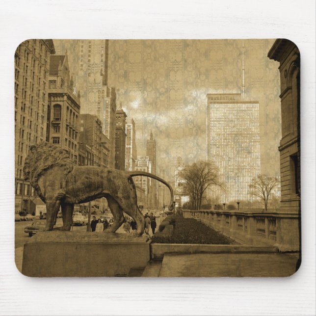 Michigan Avenue Chicago 1966 Art Museum Wallpaper Mousepad (Vorne)