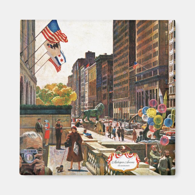 Michigan Avenue, Chicago von John Falter Magnet (Vorne)