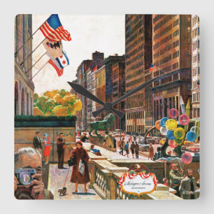 Michigan Avenue, Chicago von John Falter Quadratische Wanduhr