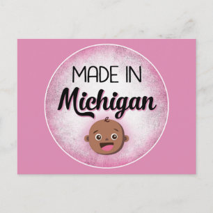 Michigan Baby Funny Pink American Black Postkarte