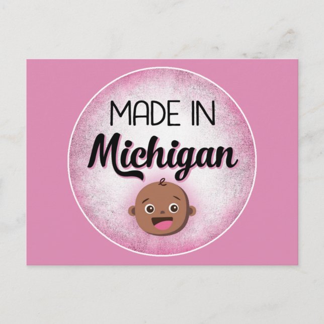 Michigan Baby Funny Pink American Black Postkarte (Vorderseite)