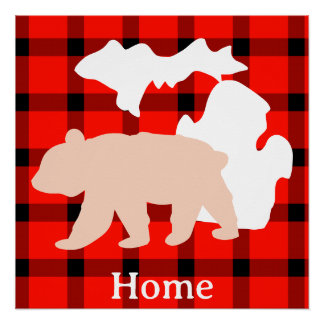 Michigan-Bär Zuhause in Buffalo Kariert Poster