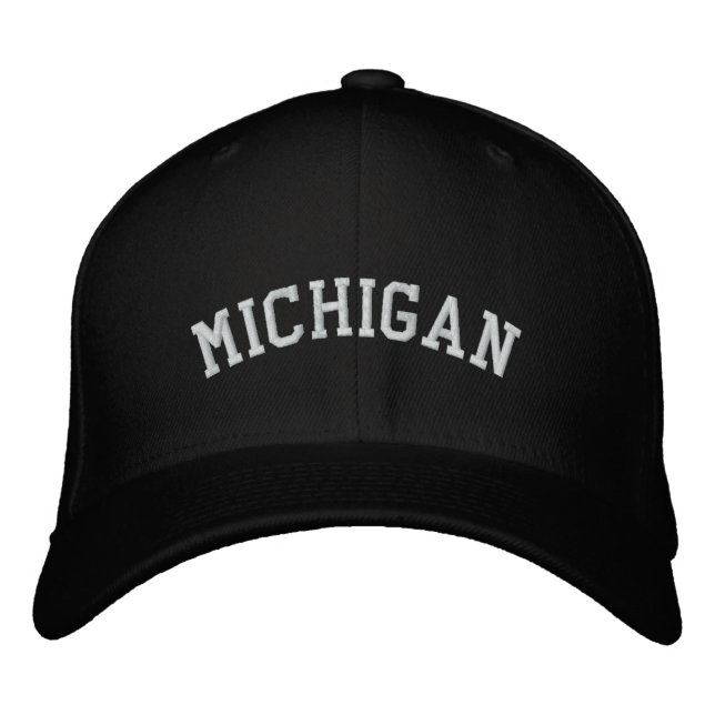 Michigan bestickte Flechtwolle Cap Black Kappe (Vorderseite)