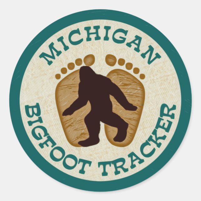 Michigan Bigfoot Tracker Runder Aufkleber (Vorderseite)