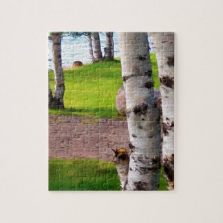 Michigan Birch Bäume am See Puzzle