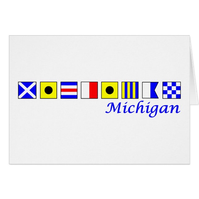 Michigan buchstabierte im Seeflaggenalphabet (Vorderseite (Horizontal))