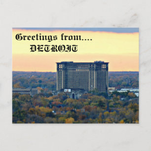 Michigan Central Station (Bahnhof), Detroit,MI Postkarte