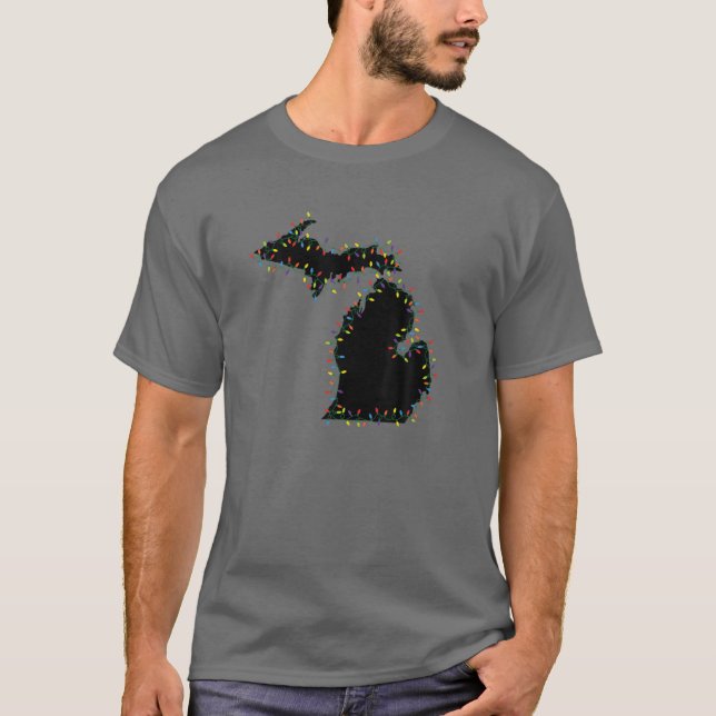 Michigan Christmas Lights, Holiday Mitten Staat T-Shirt (Vorderseite)