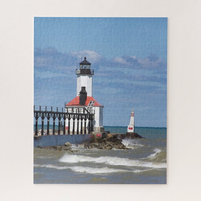 Michigan City East Pierhead & Bkw Lights Puzzle (Vertikal)