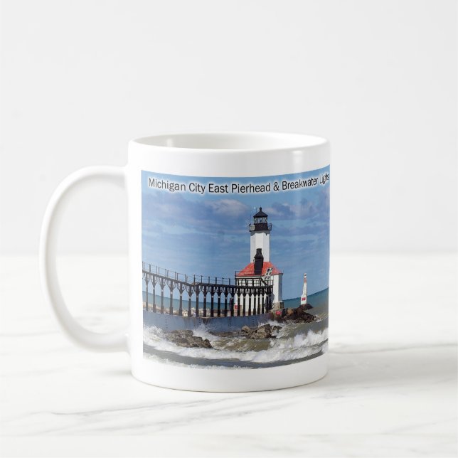 Michigan City East Pierhead & Breakwater Lights Ta Kaffeetasse (Links)