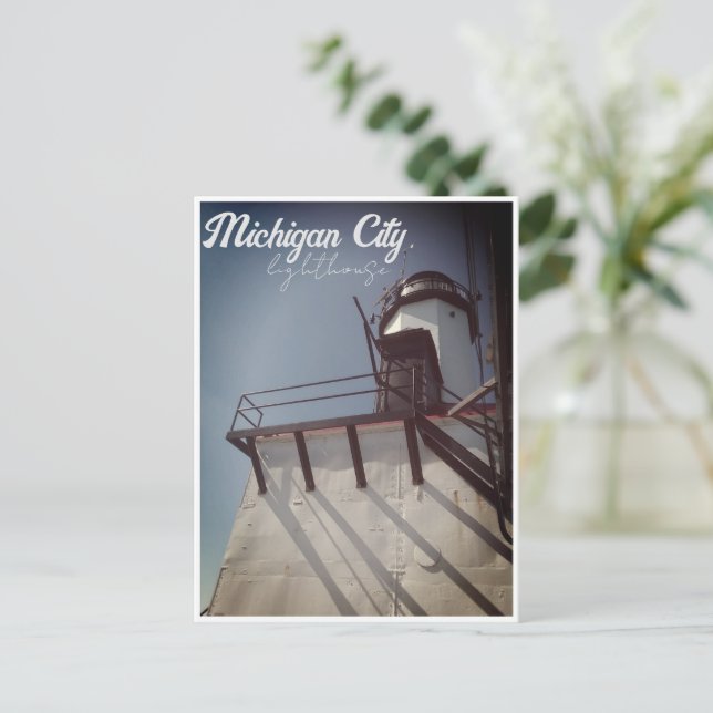 Michigan City IN Leuchtturm Postkarte (Stehend Vorderseite)