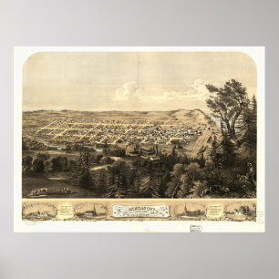 Michigan City Indiana 1868 Antique Panoramabalkart Poster