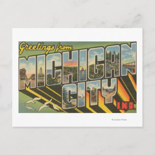 Michigan City, Indiana - Große Buchstabenszenen Postkarte