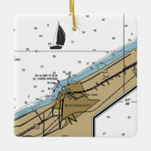 Michigan City Indiana Nautical Chart Keramikornament