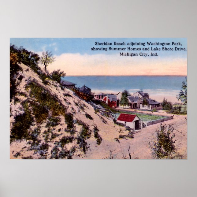 Michigan City Indiana Sheridan Beach, ca. 1910 Poster (Vorne)