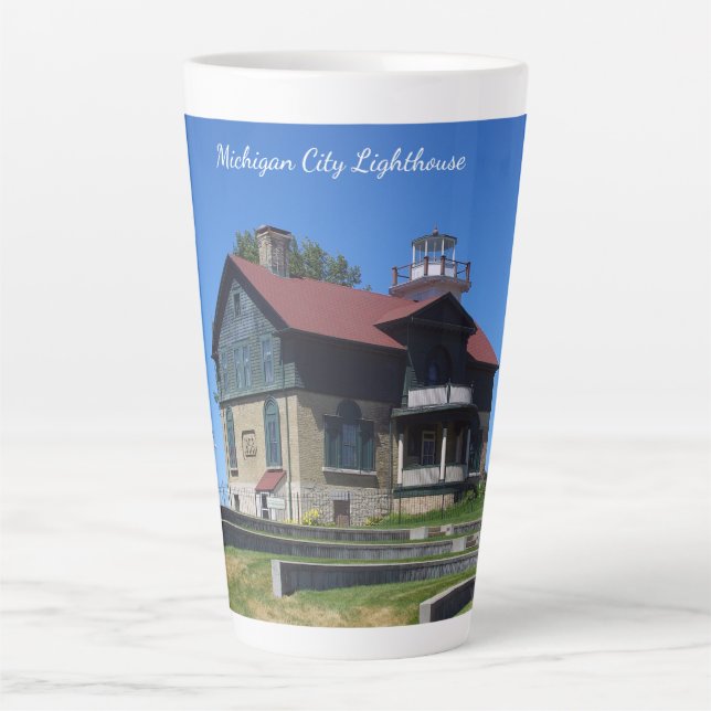 Michigan City Lighthouse Latte Tasse (Vorderseite)