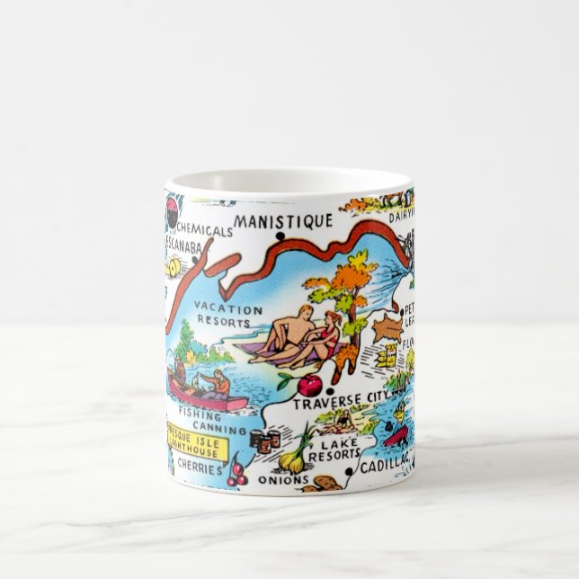 Michigan Colorful Map Kaffeetasse (Mittel)