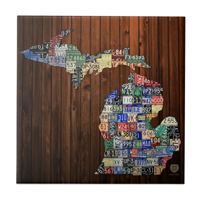 Michigan Counties License Plate Map Ceramic Tile Fliese (Vorderseite)