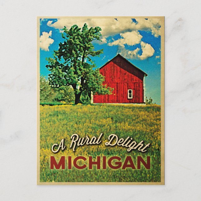 Michigan Country Red Barn Postkarte (Vorderseite)