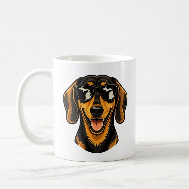 Michigan-Dachshund mit Sonnenbrille Kaffeetasse (Links)