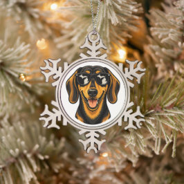 Michigan-Dachshund mit Sonnenbrille Schneeflocken Zinn-Ornament