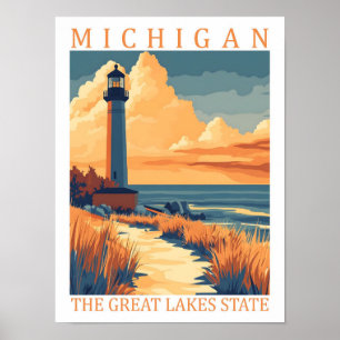 Michigan der Great Lakes-Staat USA Reiseort Poster