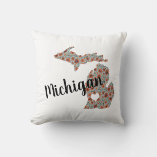 Michigan der Mitten Staat mit Blumenmuster Kissen