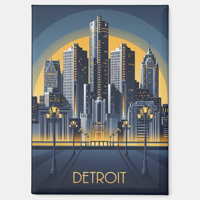 Michigan Detroit Art Deco Style Magnet (Vorderseite)