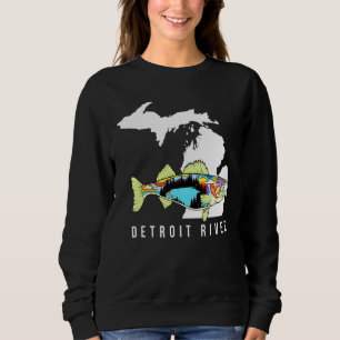 Michigan Detroit River Walleye Fischen Süßwasser Sweatshirt